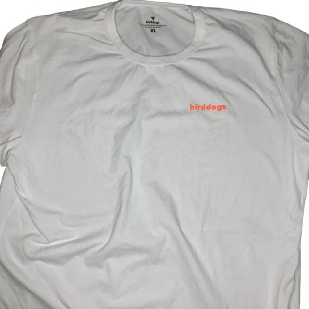 Birddogs T-Shirt Mens‎ XL White Floral Bird Outline Stretch Short Sleeve Casual